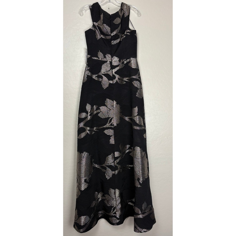 NEW Rickie Freeman Teri Jon Black Gold Floral Jacquard Gown Dress Size 12 2313 - Picture 5 of 8